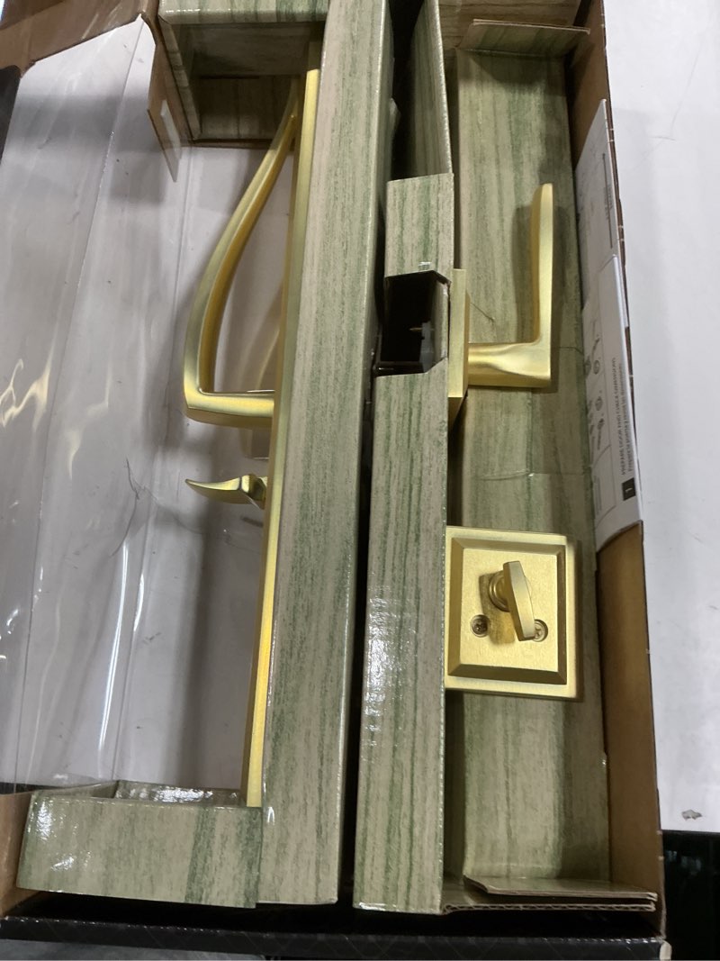 Condition photo showing Good Condition for Baldwin Torrey Pines, Front Entry Handleset with Interior Lever, Featuring SmartKey Deadbolt Re-Key Technology and Microban Protection, in Satin Nickel, 20"L x 3.75"W