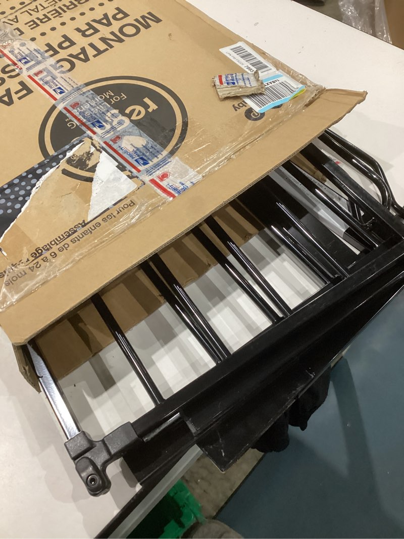Condition photo showing Good Condition for regalo safety 29-38.5" baby gate for doorways & bottom of stairs, pressure mounted baby gate with door for babies, toddlers & pets, tested & safe for 30 years, american designed, american owned, black black 29-38.5"w x 30"h
