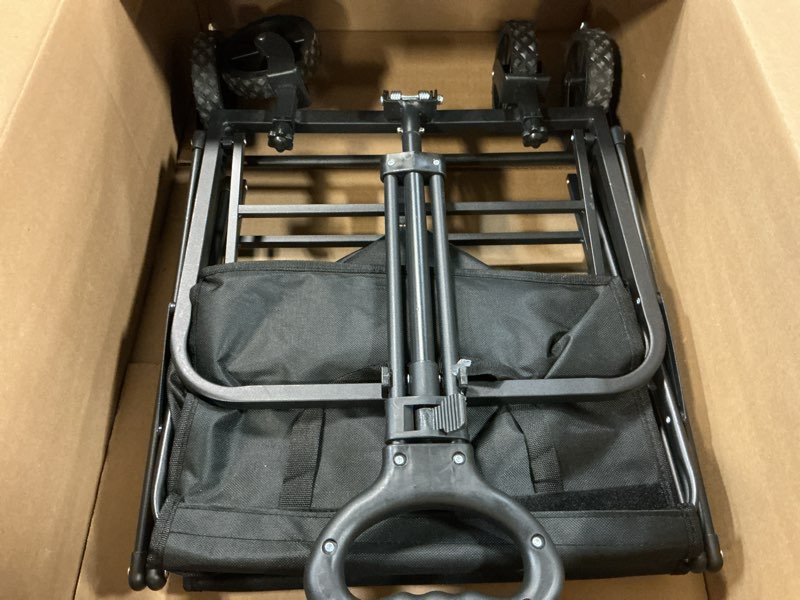Condition photo showing Good Condition for PASAMIC Collapsible Wagon 220 lbs, Heavy Duty Wagon Carts Foldable, Portable Wagons for Groceries, Beach Cart with All-Terrain Wheels & Drink Holders, Utility Wagon for Shopping, Sports, Camping,Black