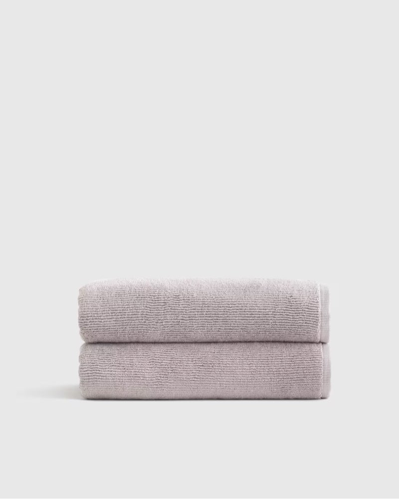 quince turkish ribbed quick dry bath towel (set of 2)/grey