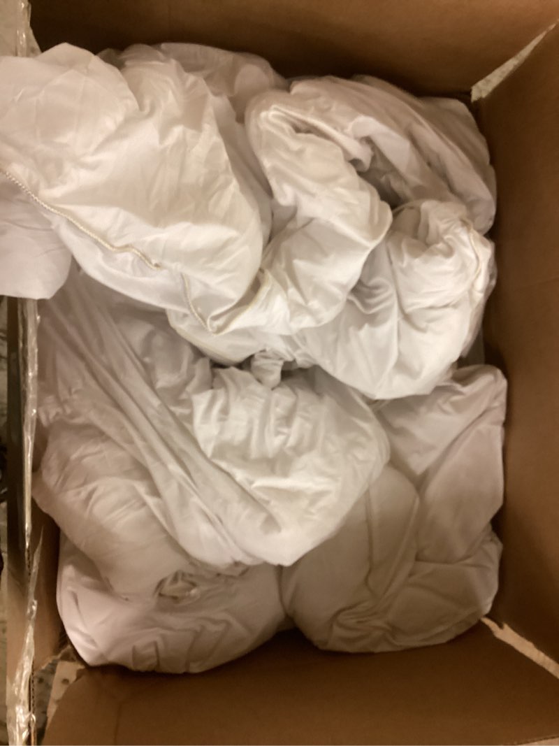 Condition photo showing As Is for queen size down alternative comforter all season quilted duvet insert soft and fluffy white 90x90 inches white queen