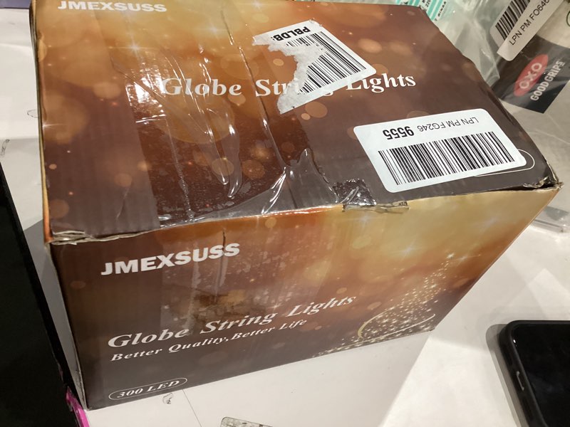 Condition photo showing Good Condition for 147ft Globe String Lights Outdoor Waterproof, 300 LED Indoor Christmas Lights Plug in with Remote, Hanging Fairy Light for Bedroom Holiday Party Patio Garden Christmas Decorations, Warm White Warm White 300 LED Plug