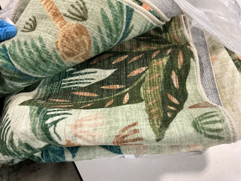 Condition photo showing As Is for GarveeHome 5x7 Jungle Area Rug Washable Rugs for Living Room Bedroom, Soft Low Pile Non Slip Accent Floor Mat Animal Print Green Throw Rug Indoor Carpet Dining Room Playroom