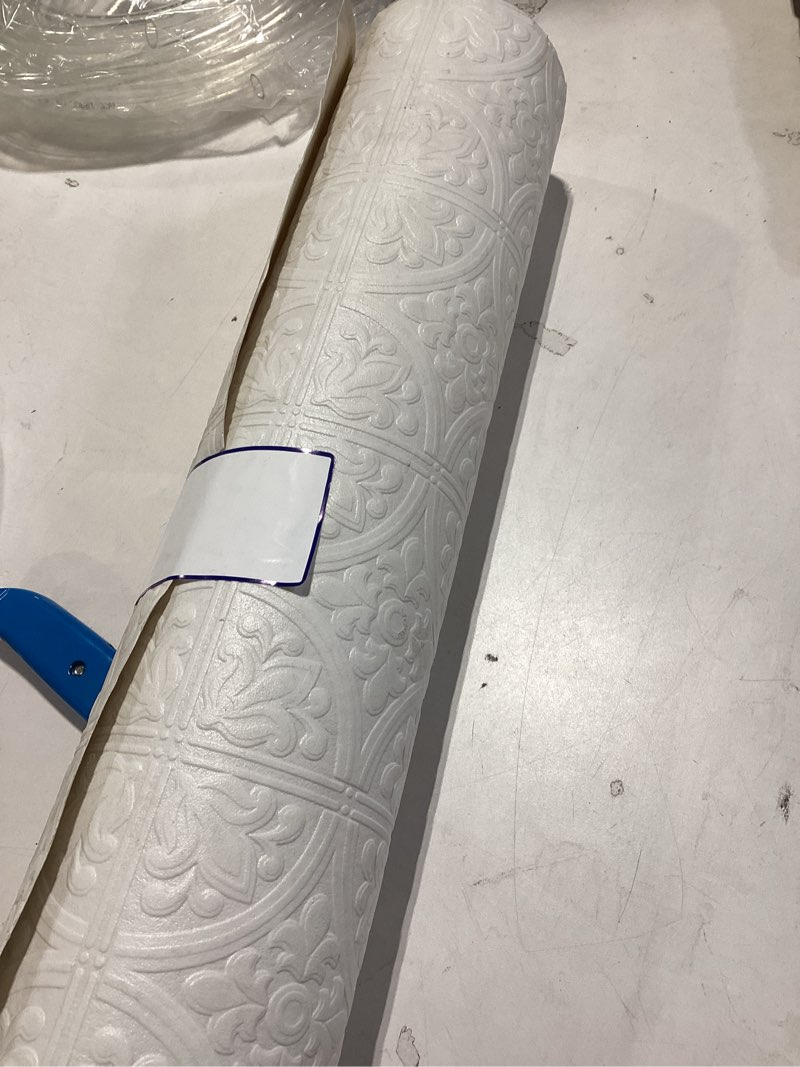 Condition photo showing As Is for Similar product Brewster RD80029 Egon Textured Vinyl Wallpaper, Paintable,White, 20.9x2x2