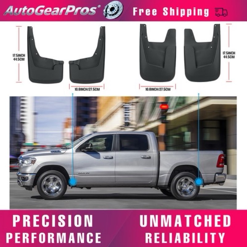 TUCKBOLD Mud Flap Splash Guard for Dodge for Ram 1500 2019-2024 Durable | Front & Rear Side Mudflaps