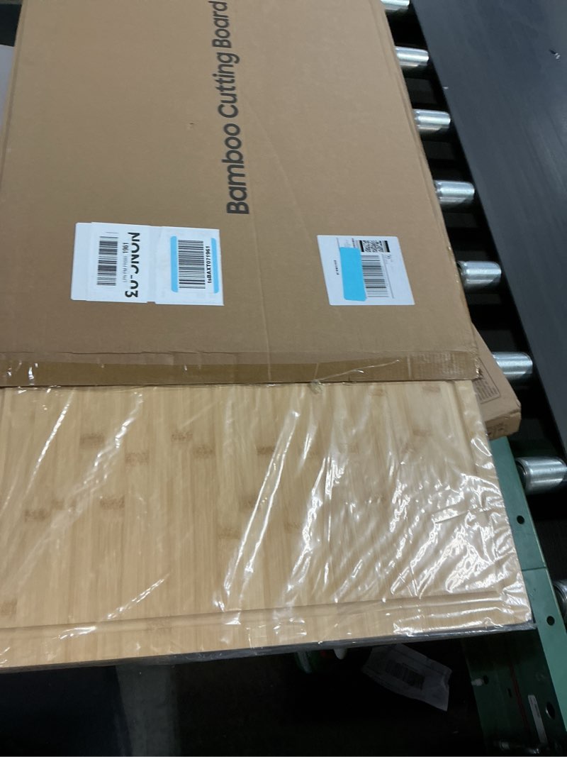 Condition photo showing New/Like New for allsum 30x20" bamboo cutting boards for kitchen, wood stove top cover, extra large noodle board over sink, charcuterie board cheese serving tray with side handles and juice grooves 30"l x 20"w