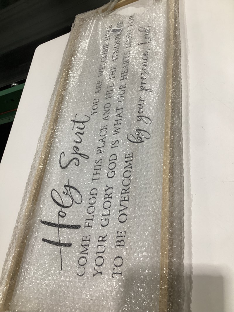 Condition photo showing Good Condition for RLWangChao Holy Spirit You are Welcome Here Wall Decor Art 40x15 Inch Large Christian Song Bible Verse Plaque Wood Framed Sign Living Room Scripture Quote Religious For Office Wall Hanging (Wood) 40"L x 15"W Holy Spirit You are Welcome Here (Wood)