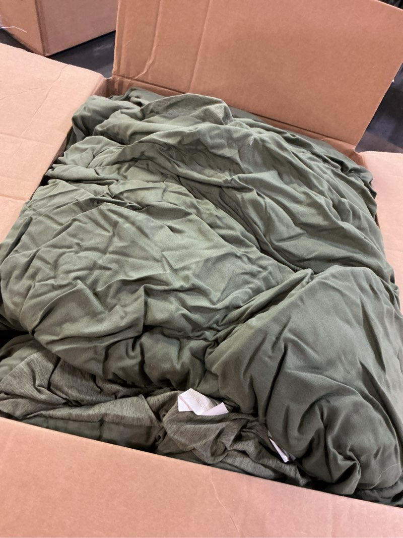Condition photo showing As Is for Monbix Queen Comforter Set - 7 Pieces Cationic Dyeing Olive Green Bed in a Bag Queen Bedding Sets with Comforter, Sheets, Pillowcases & Shams, Reversible Bedding Comforters Sets Olive Green 7Piece-Queen(90”X90'')