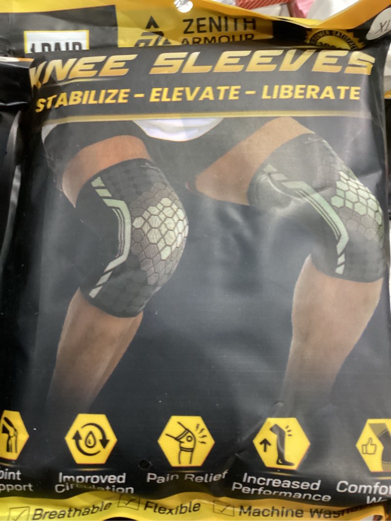 Condition photo showing New/Like New for Knee Sleeve, Knee Brace for Women & Men - Pain Relief, Meniscus Tear, ACL, Arthritis, Joint Pain, Recovery, Workout, Fitness, Sports - 1 Pair, Breathable, Machine Washable (X-Large)