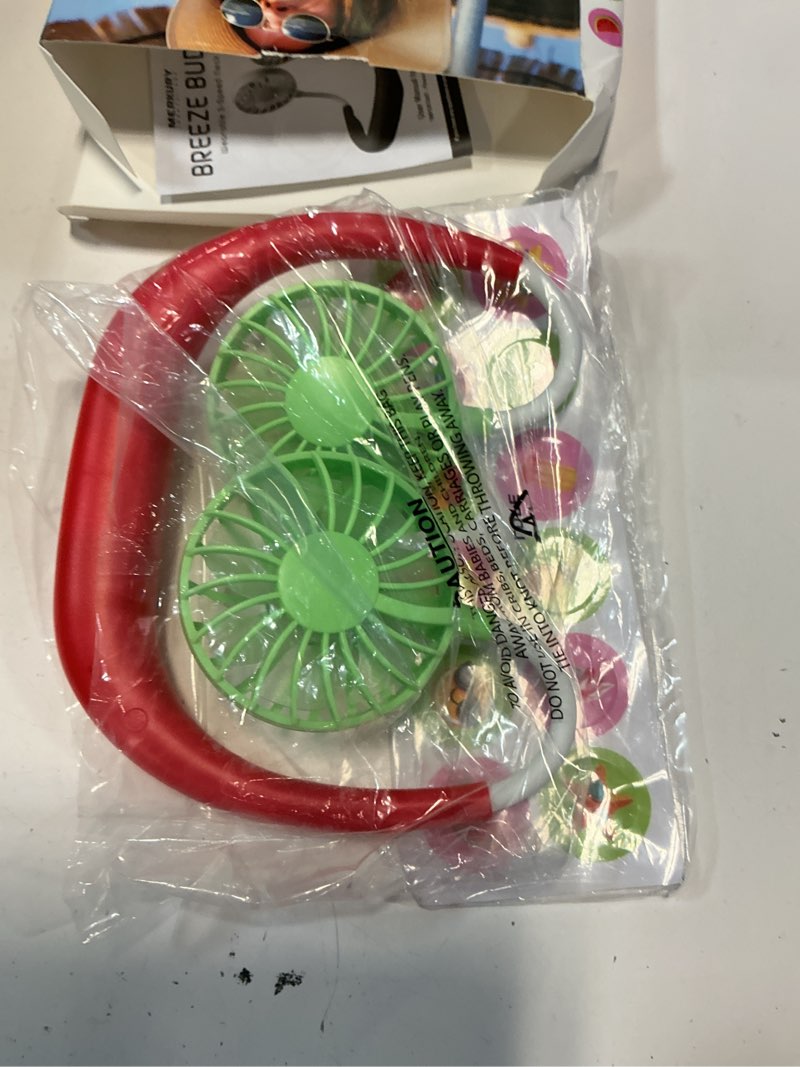Condition photo showing As Is for breezebuddy portable wearable neck fan, hands-free usb-c rechargeable, white