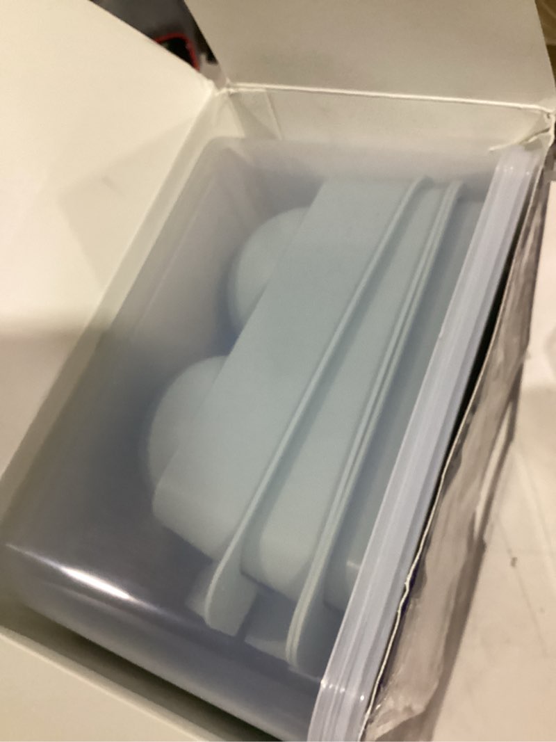 Condition photo showing As Is for large ice ball maker mold, 2.5" round ice cube mold for whiskey bourbon cocktail, 8 balls, sphere ice mold, big ice cube tray with container and tongs, easy to fill & release blue 2.5in*8 balls