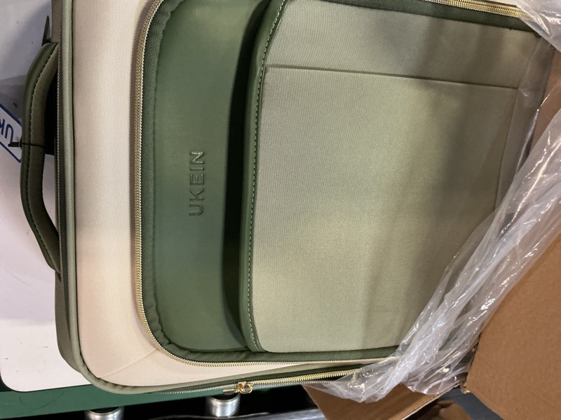 Condition photo showing Good Condition for softside expandable carry on luggage, 20in carry on suitcase with wheels | 22x14x9 airline approved luggage with tsa lock/front-access 15.6in device compartment/4 packing bags for travel business trip bean green/beige 20in carry-on