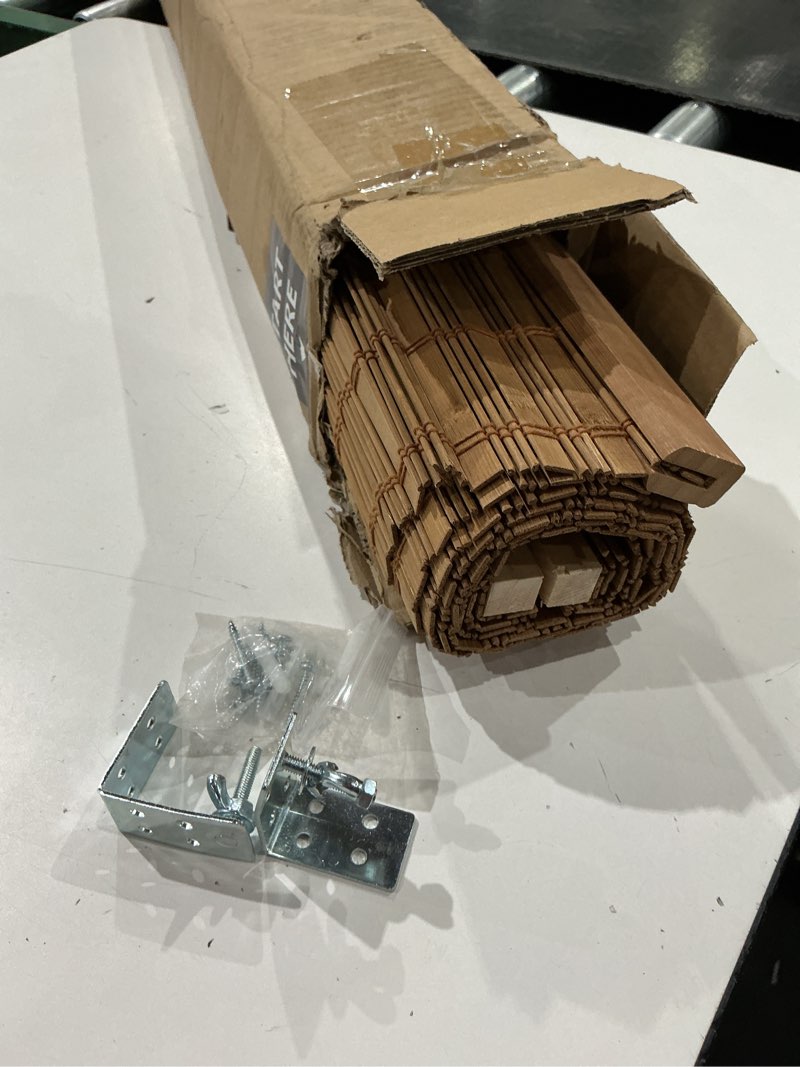 Condition photo showing Good Condition for chicology bamboo roman shades - customer favorite light filtering blinds for windows, premium quality, ideal for home, squirrel brown, 34"w x 64"h 34"w x 64"h squirrel