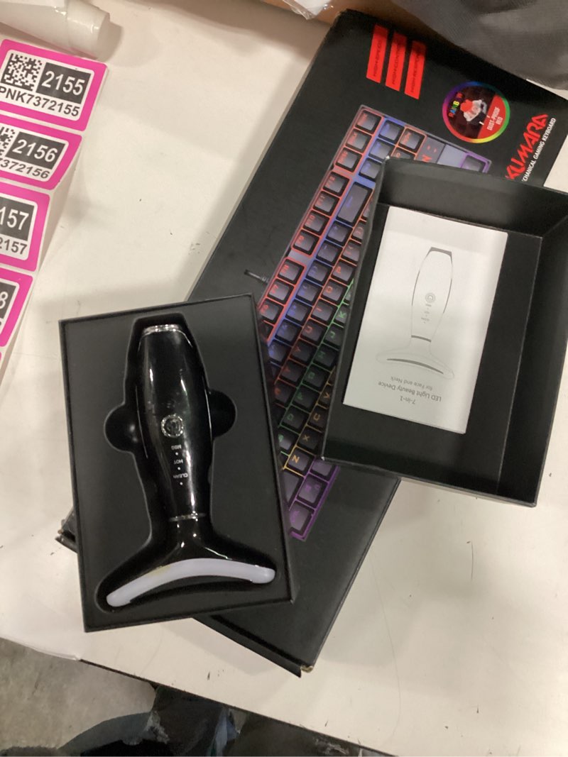 Condition photo showing As Is for dopsikn 7 color galvanic machines - red light therapy for face and neck, face massager tool for wrinkles, double chin, vibrating facial massager with thermals, black
