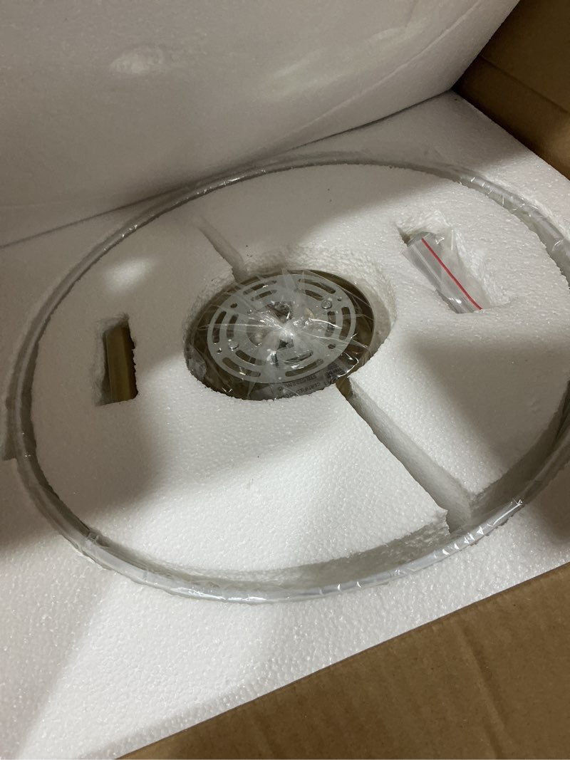 Condition photo showing Good Condition for dimmable gold semi flush mount ceiling light with drum shade ceiling light fixture 30w 3000k/4500k/5500k brass led flush mount light for bedroom hallway living room, 15-inch lighting: bulit-in led gold