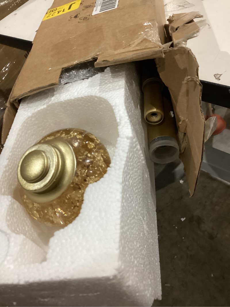 Condition photo showing Good Condition for 1 inch gold double curtain rods 72 to 144 inches (6 to 12 ft), usfook drapery rods for windows, telescoping dual curtain rod with luxury translucent finials 72-144" luxury gold
