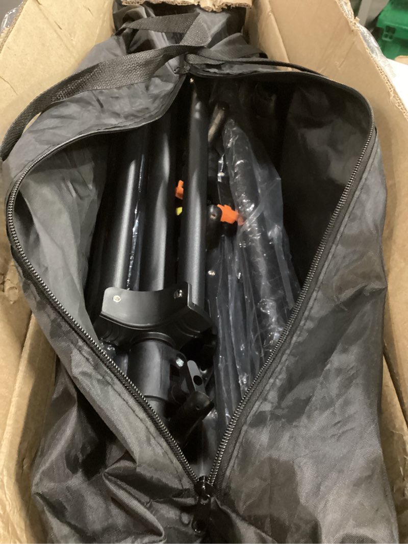 Condition photo showing Good Condition for backdrop stand 10 x 8 ft for photography studio, telescopic adjustable background stand for parties, photoshoot backdrop stand with spring clamps, sandbags, carry bag 10x8 ft black