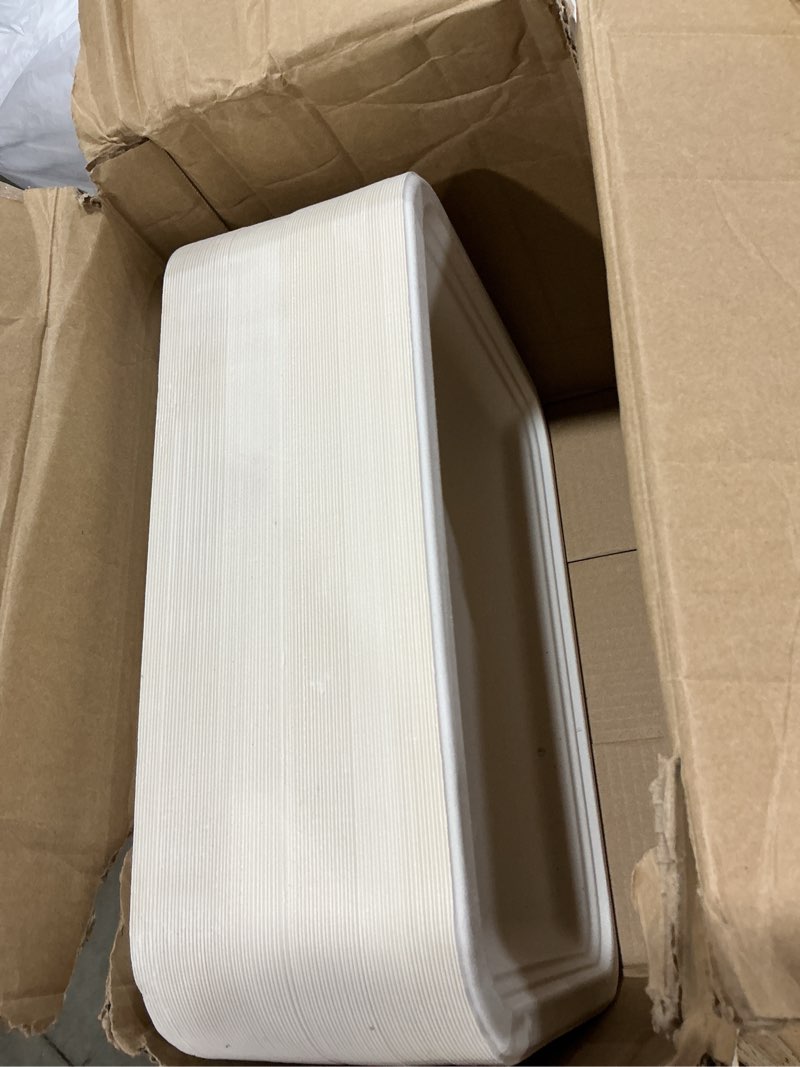 Condition photo showing As Is for uniecocus 100 pack 14 inch disposable food trays, heavy duty large paper plates for serving food, co