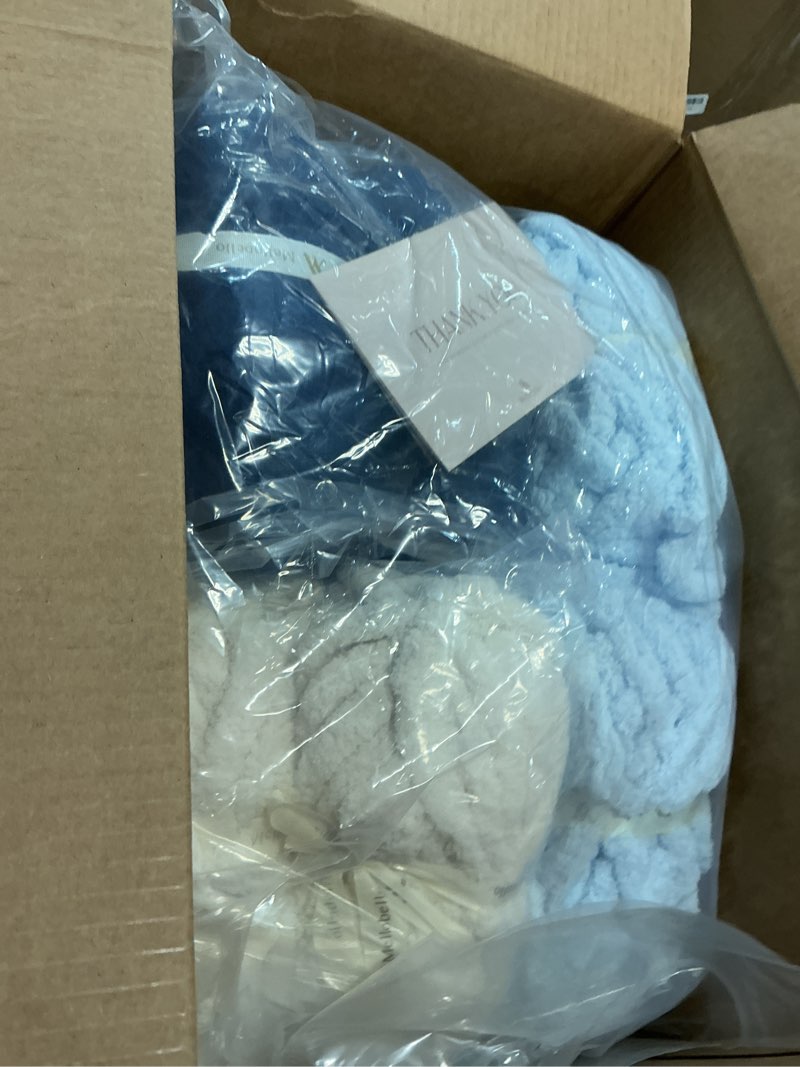 Condition photo showing Good Condition for jumbo chenille chunky yarn for crocheting - super bulky fluffy chunky yarn for hand knitting - extra thick soft blanket big yarns 8 jumbo pack (27yds,8 oz each skein) 8 pack cream&sky blue&country blue&navy blue