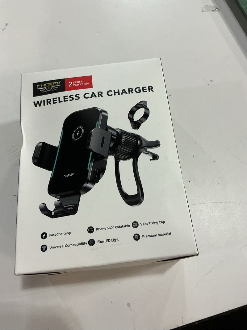 Condition photo showing New/Like New for CHGeek 15W Wireless Car Charger – Auto-Clamping Qi Fast Charging Vent Mount with LED Light; Compatible with iPhone 13-16 & Samsung S22-S24