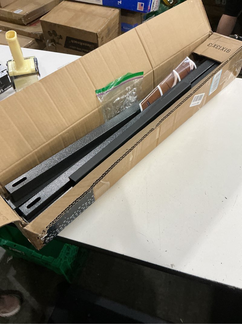 Condition photo showing As Is for bed frame support system 3pack 58in-68in, adjustable bed frame center support, bed support slats for queen and king mattress, box springs, and universal bed foundations (black/3pack, 70inch-80inch) 70inch-80inch black/3pack