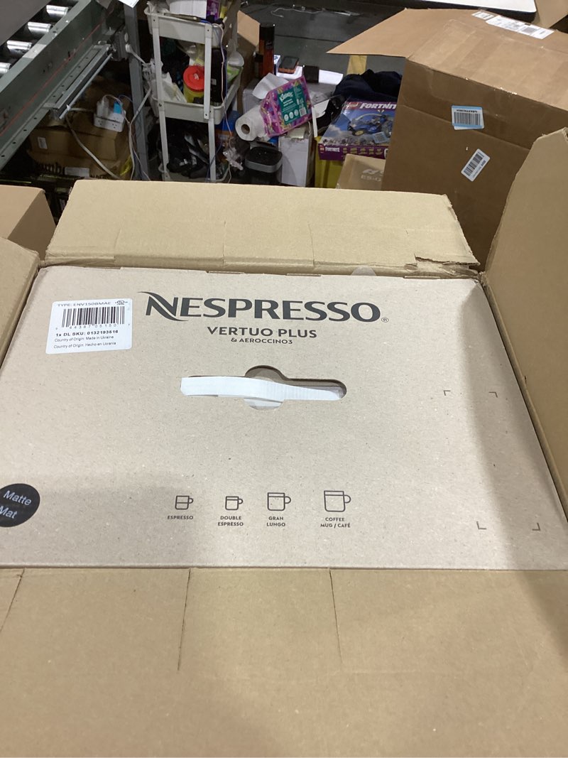 Condition photo showing New/Like New for Nespresso Vertuo Plus Deluxe Coffee and Espresso Maker by De'Longhi, Matte Black with Aeroccino Milk Frother Machine + Frother Matte Black