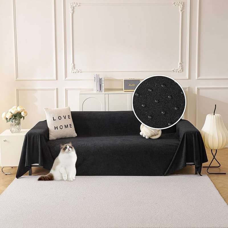 MYSKY HOME Black Couch Covers for Sectional Sofa