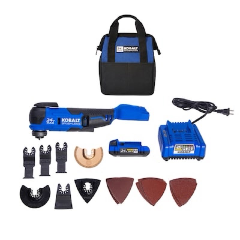 Kobalt 24-volt Cordless Brushless Variable speed 17 -Piece Oscillating Multi-Tool with Soft ( 1 -Batteries Included and Charger Included ) Item #3728294 | Model #KMT 2624A-03