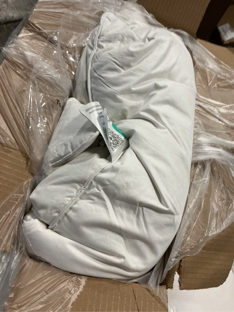 Condition photo showing As Is for alanzimo goose feathers down pillows queen size set of 2, hotel collection fluffy bed pillows for sleeping, 100% cotton cover soft pillow 20x28 2 pack antique white 20x28" (pack of 2)