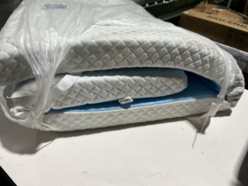 Condition photo showing As Is for 3 inch gel memory foam mattress topper twin size, cooling bed topper for pressure relief with removable breathable soft cover, certipur-us certified 3 inch(topper with white cover) twin