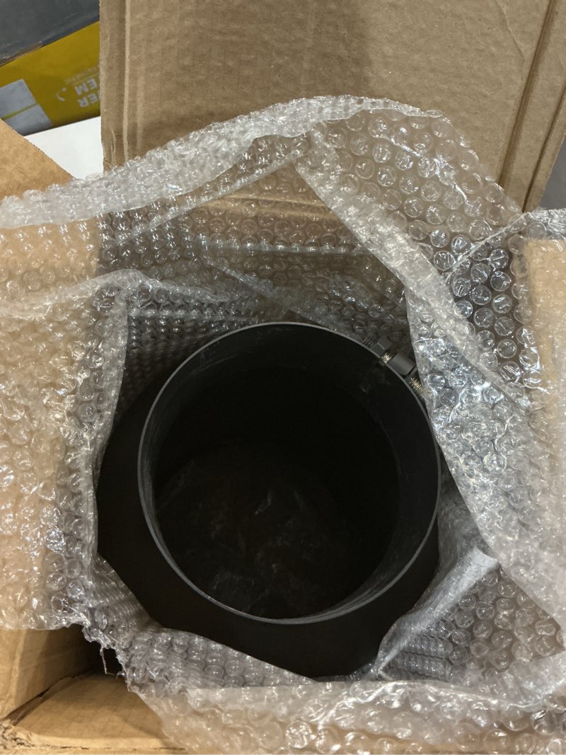 Condition photo showing New/Like New for richeer 5 to 8 inch exhaust tip, 5" inlet 8” outlet 15” overall length stainless steel exhaust tip surface polished finish universal for vehicles with 5" o.d. exhaust tailpipe, rolled edge, bolt on inlet:5",outlet:8", length:15" black powder coated