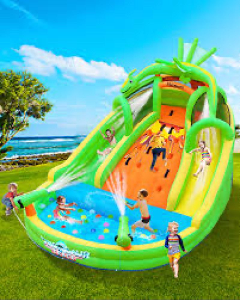 FBSPORT Inflatable Bounce House for Kids, Indoor Bounce House with Slide, Climbing, Water Guns, Boun