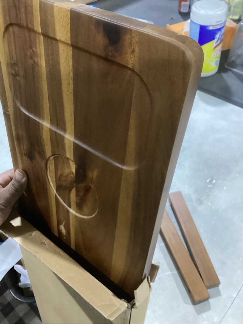 Condition photo showing Good Condition for bathtub tray, acacia bath tray for tub, 34.6''x9'' wooden bathtub caddy tray with adjustable legs fit various bathtubs, anti-tipping, sustainable bath table with wine glass and tablet holder