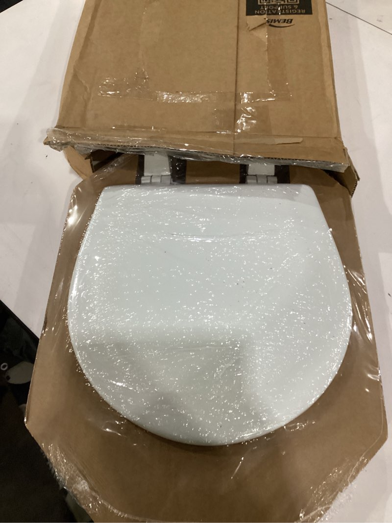 Condition photo showing As Is for bemis tc50tta marine toilet seat, small toilet seat made for boats and rvs, durable wood, white 14.88"l x 13"w, 1.88" h white, 1 pack