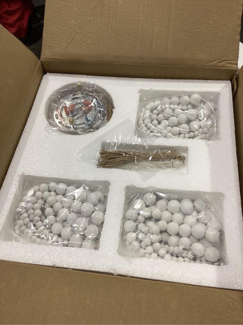 AGV LIGHTING Wood Bead Ceiling Light Fixture, Modern Flushmount Ceiling Light, D13.8 x H13, E12 Base