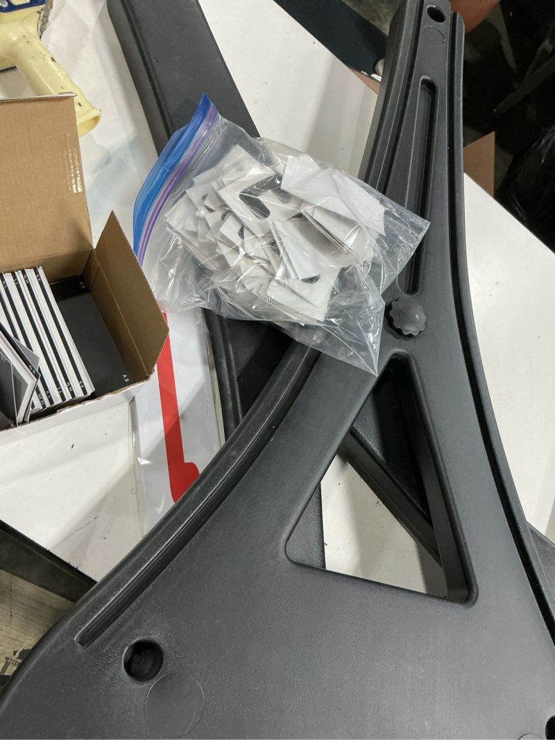 Condition photo showing As Is for (incomplete)24\"x39\" changeable message board sidewalk sign, standard portable a-frame sign & letter kit for outdoor,business, large black standing frame with wheels, water-fillable and wind-resistant