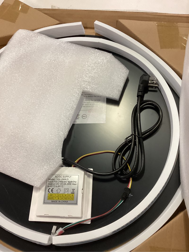 Condition photo showing Good Condition for 20 Inch Round LED Bathroom Mirror with Lights, Lighted Vanity Bathroom Mirror with Backlit, Stepless Dimmable & 3 Colors (3000K/4000K/6000K), IP54 Waterproof