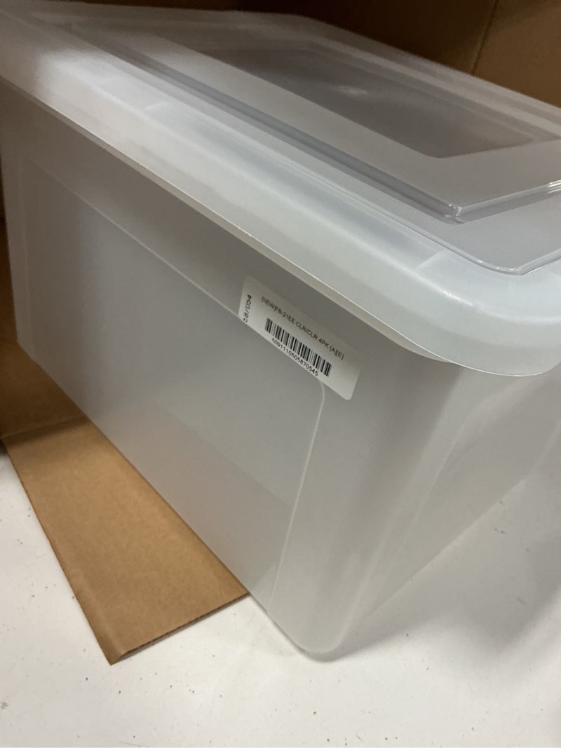 Condition photo showing Good Condition for iris usa file box, plastic file boxes with lids, document organizer for letter/legal file, document box, storage bin for hanging files, secure latching lid stackable bpa-free, clear 35 qt. 1 pack clear - 1 pack