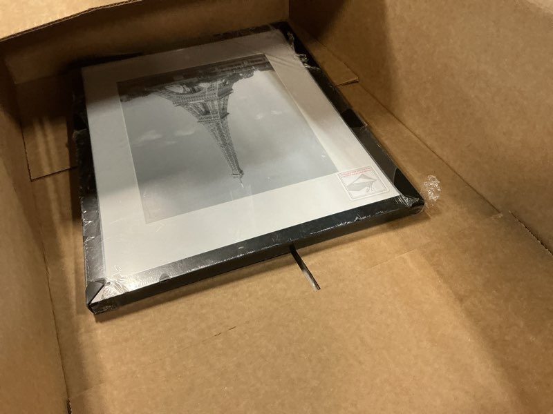 Condition photo showing Good Condition for americanflat 16x20 poster frame - black engineered wood with polished plexiglass - matted to 11x14 photo size - hudson collection - wide picture frame for wall display - black black 16x20 with 11x14 mat
