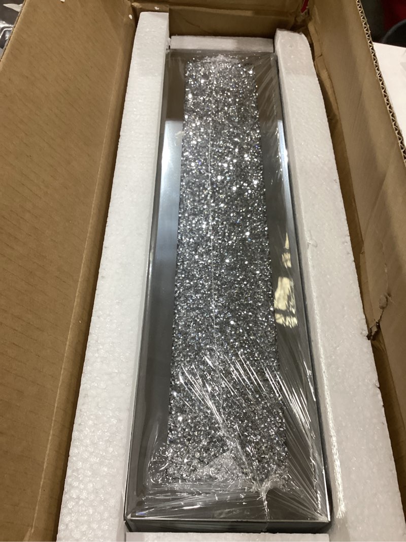 Condition photo showing New/Like New for Wocred Bathroom Basket Toilet Tank,Crushed Diamond Mirrored Bathroom Tray Wall-Mounted,Silver Storage Organizer fits Dresser Bedroom,Bathroom,Coffee Table.(15”x7”x3.8”) Silver - 7 Inch