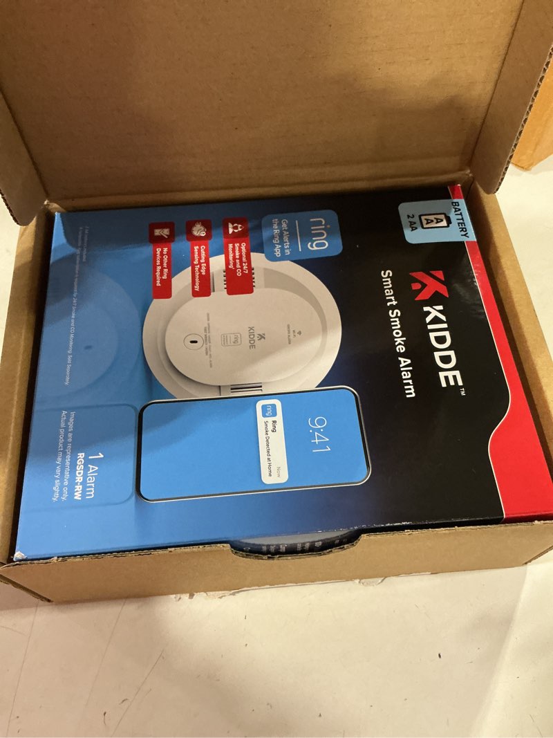 Condition photo showing Good Condition for kidde hardwired kidde app enabled smart smoke and carbon monoxide detector, aa battery backup, voice alerts, interconnected alarm smart smoke & carbon monoxide detector