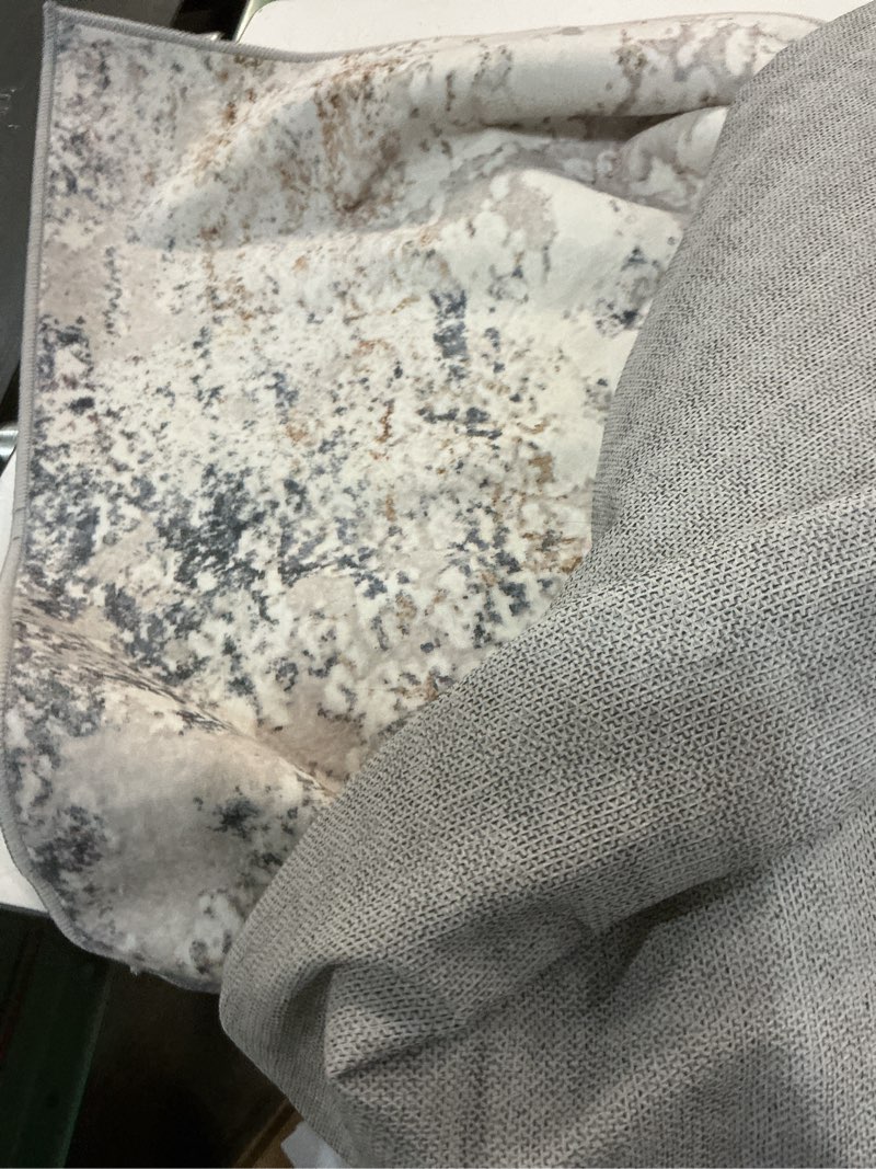 Condition photo showing As Is for area rug living room rugs - 6x9 abstract large soft indoor washable rug neutral modern low pile carpet for bedroom dining room farmhouse home office - beige blue beige blue 6' x 9' (rectangular)