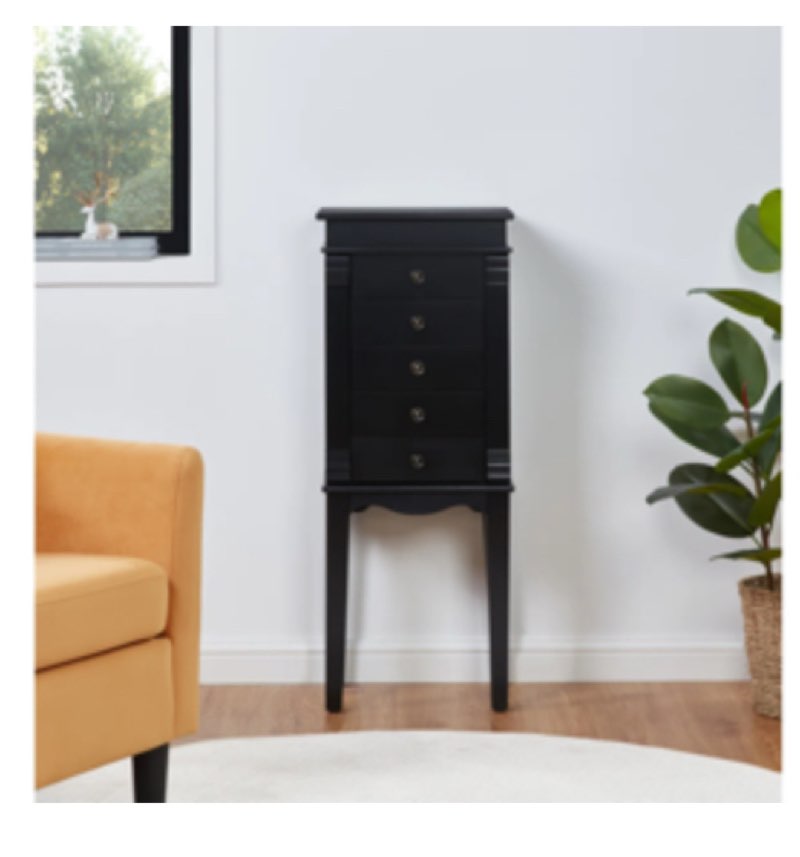 5 Drawer JEWELRY ARMOIRE W / Swing Doors