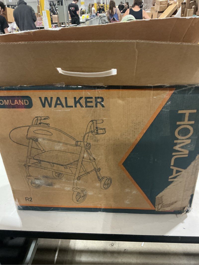homland foldable rollator walkers for seniors with seat, 16" enlarged seat | 8" big wheels, 16"×12"x1.9" thick padded seat, adjustable seat & handle height, tool-free assembly, all terrain mobility aid
