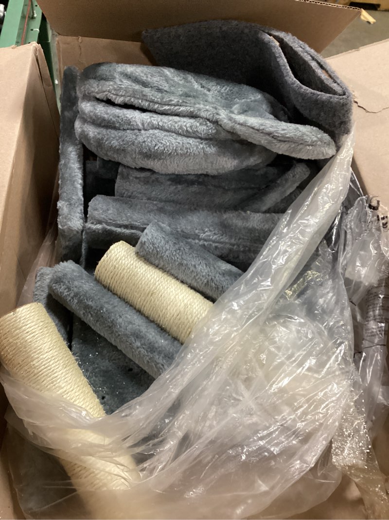 Condition photo showing Good Condition for cat tree with big cat condo, cat hammock, sisal cat scratching board, hanging toy ball, stable multi level cat tower for indoor cats rest & play