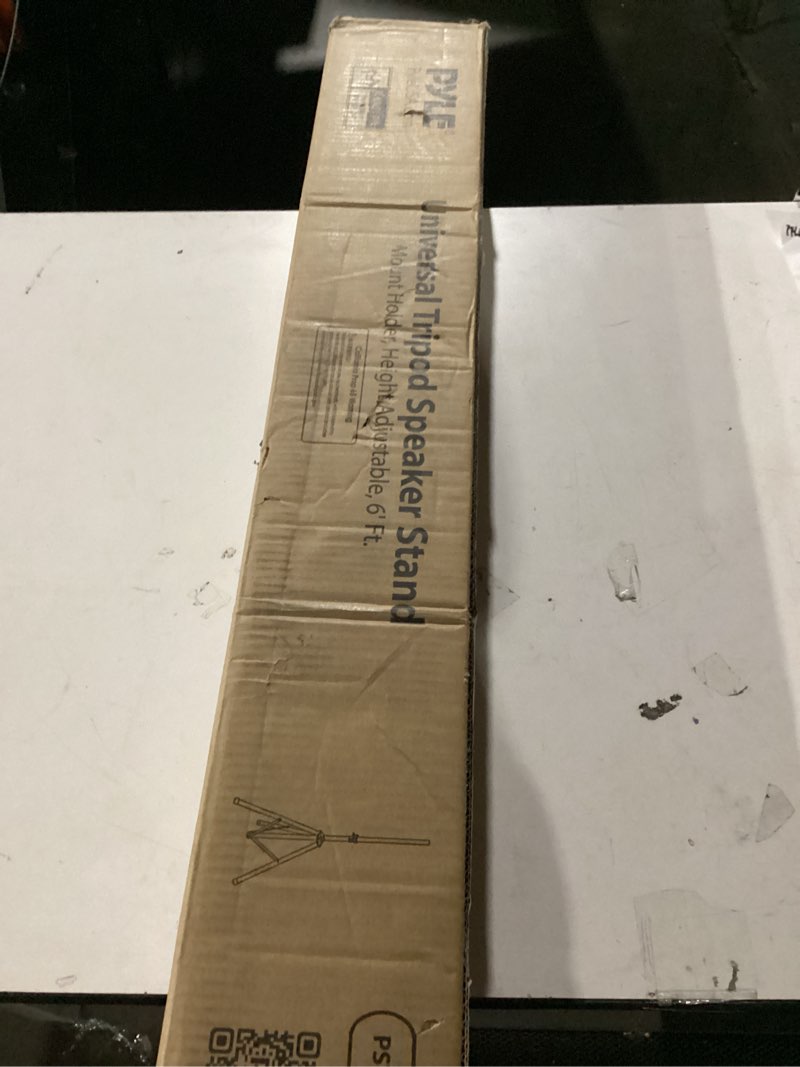 Condition photo showing New/Like New for Pyle Universal Speaker Stand Mount Holder Heavy Duty Tripod w/ Adjustable Height from 40” to 71” and 35mm Compatible Insert Easy Mobility Safety Pin and Knob Tension Locking for Stability, Black 0.6 x 0.6 x 3.8