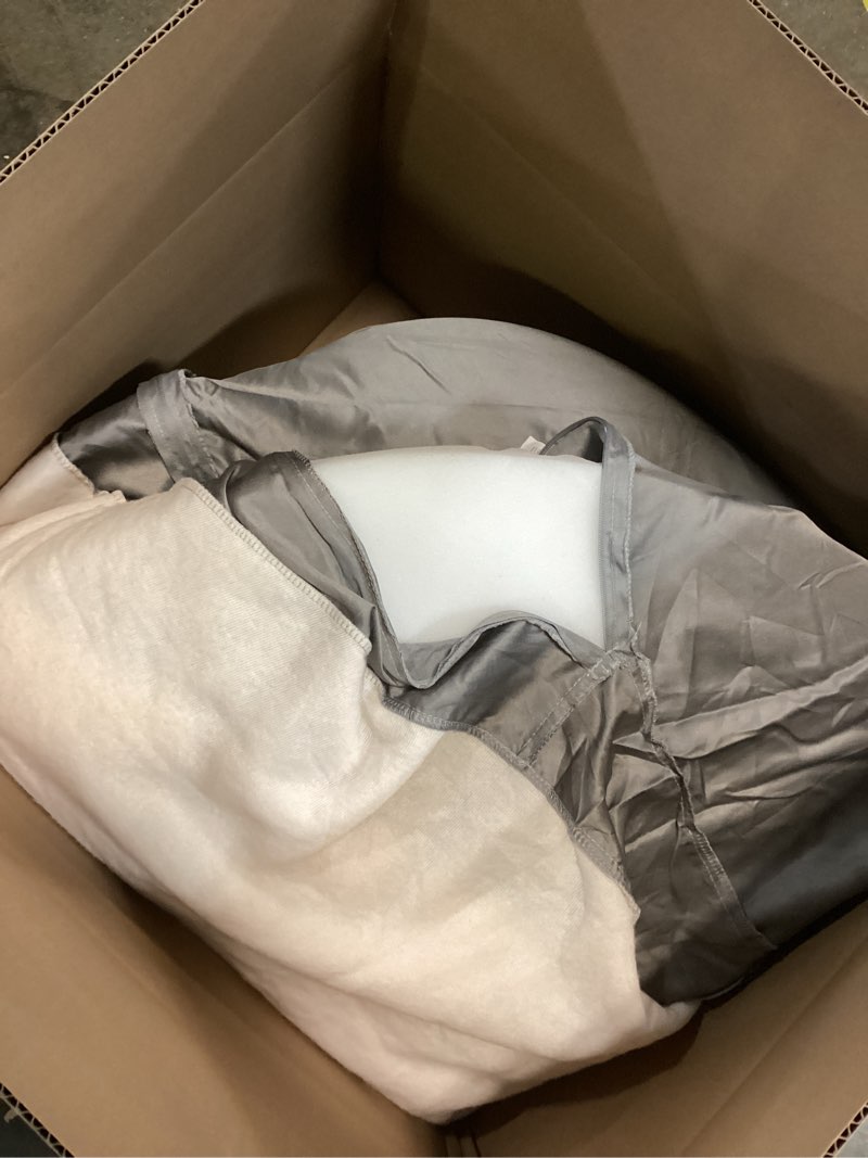 Condition photo showing As Is for Furhaven 44" Round Orthopedic Dog Bed for Large Dogs w/ Removable Washable Cover, For Dogs Up to 80 lbs - Sherpa & Suede Snuggery - Gray, 44-inch Gray Jumbo