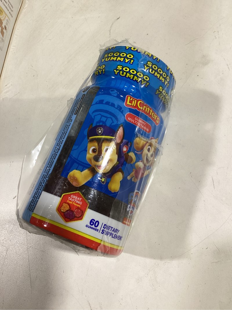Condition photo showing New/Like New for L’il Critters Paw Patrol Gummy Vites Daily Gummy Multivitamin for Kids, Vitamin C, D3 for Immune Support Cherry, Orange and Blueberry Flavors, 190 Gummies