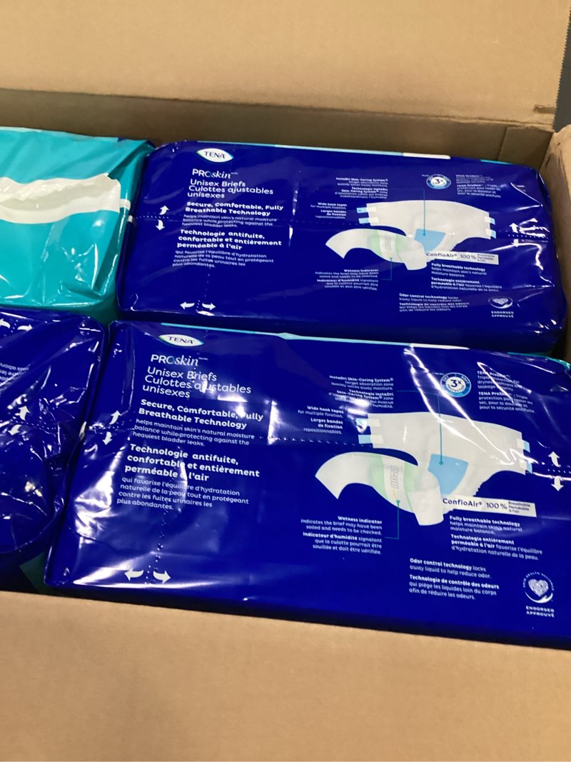 Condition photo showing New/Like New for tena super large incontinence briefs - 56ct/4pk