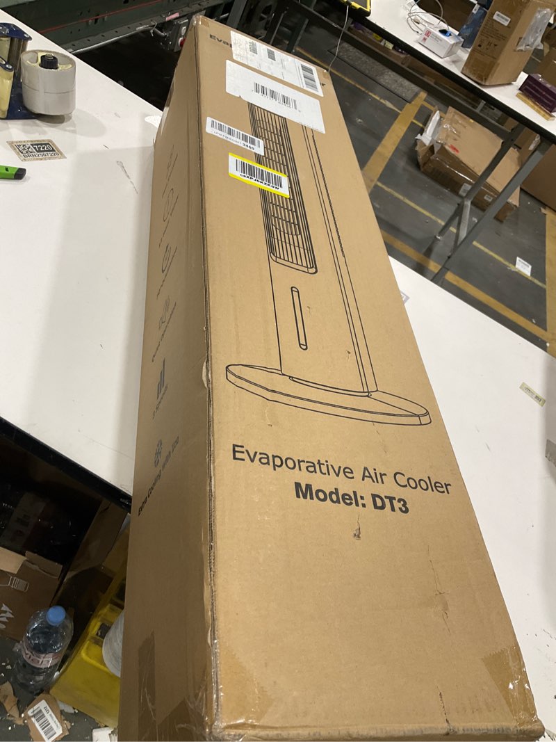 Condition photo showing New/Like New for Windowless Portable Air Conditioners, 37.5’’ Evaporative Air Cooler w/Remote, 2.5L Water Tank & 4 Ice Packs, 70° Oscillating, 12H Timer Auto-off, Quiet Cooling Tower Fan For Bedroom Living Room Office 12.6*12.6*37.5inch White